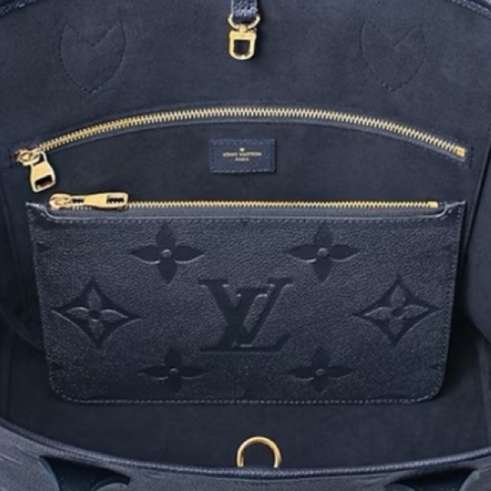 NEW Louis Vuitton Neverfull POCHETTE Navy embossed Monogram Empreinte leather - Picture 10 of 16
